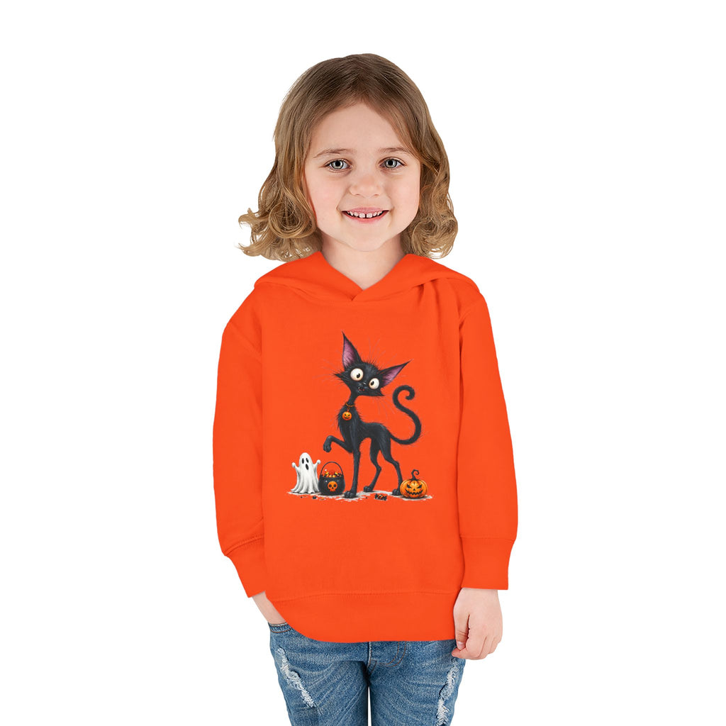 Toddler Halloween Cat Hoodie – Cute Black Kitty with Pumpkins Pullover