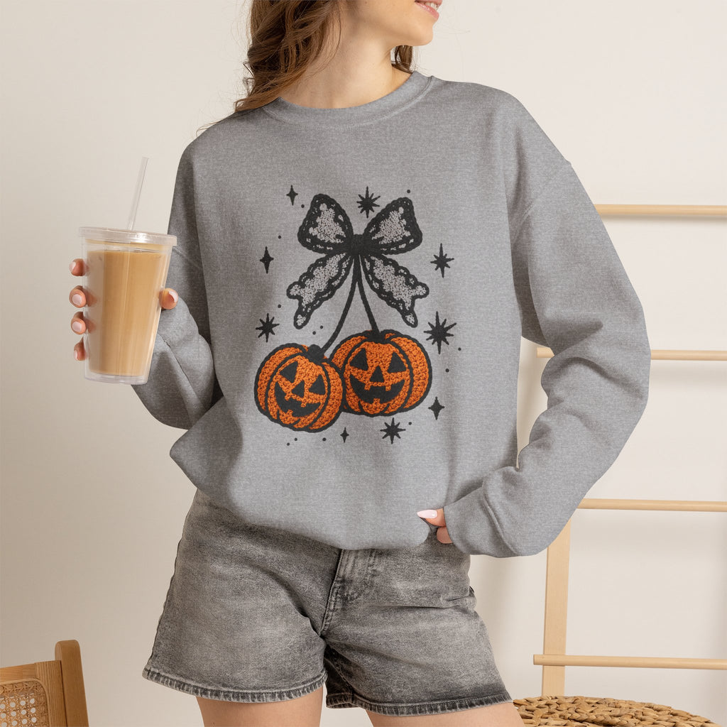 Halloween Jack-O'-Lantern 3D Bow Pumpkins Graphic - Pullover Sweatshirt