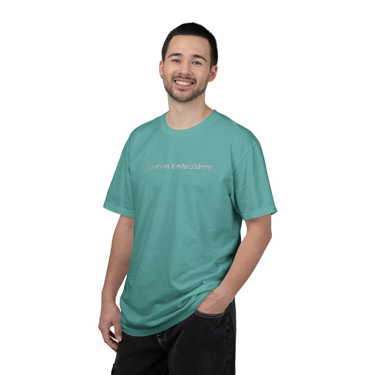 EMBROIDERED Custom Text Comfort Colors Unisex (Dark Colors/Shades) T-Shirt
