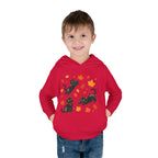 Toddler Hoodie — Playful Black Cats with Falling Autumn Leaves
