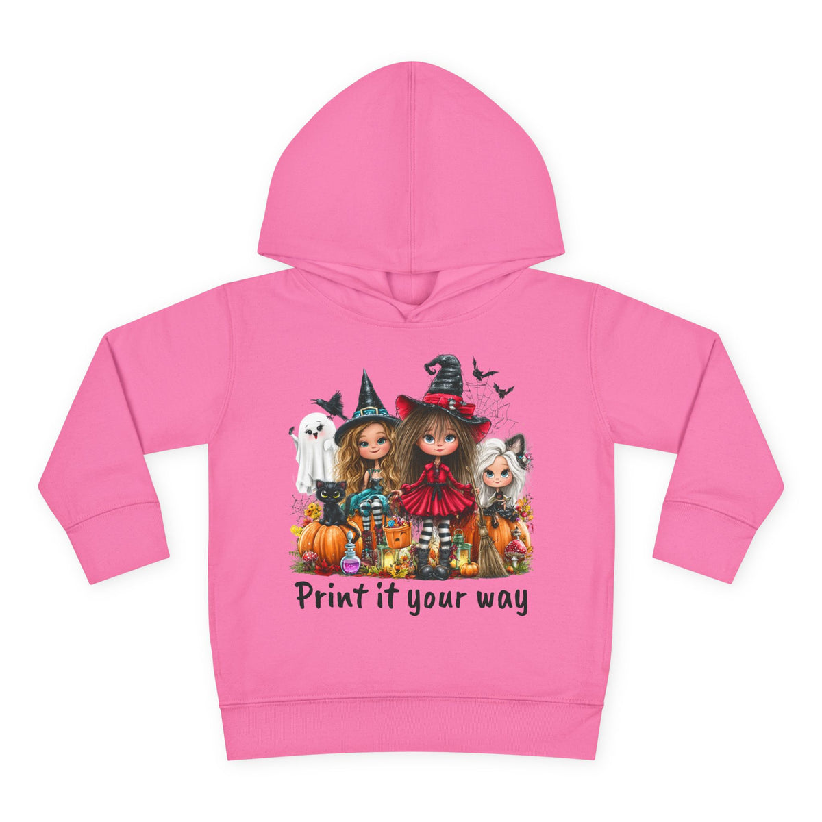 Toddler Hoodie — Cute Halloween Witch Girls Pumpkin Design - CAN CUSTOMIZE IMAGE AND/OR TEXT