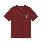 Patriotic Deer Head Graphic Tee — Red White & Blue Double-Sided Hunting Shirt | S–3XL