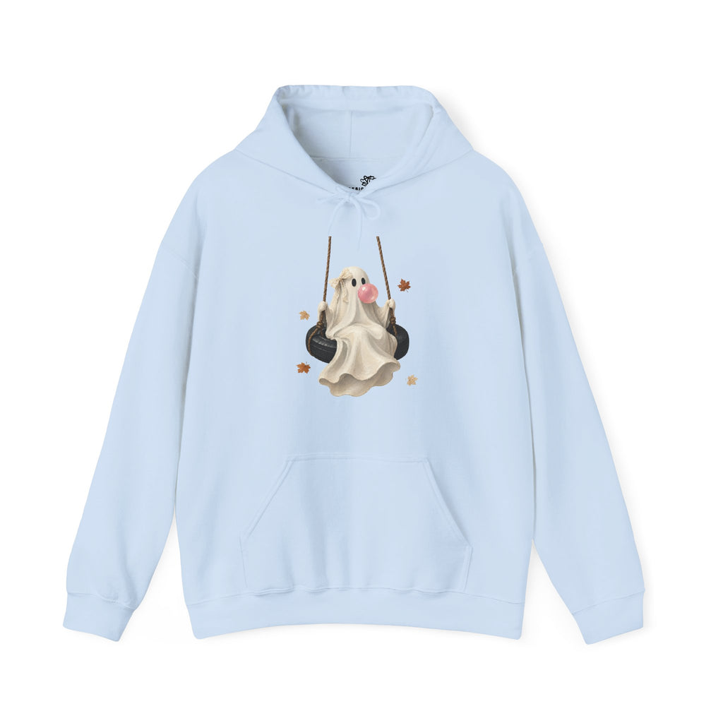 Cute Bubblegum Ghost on a Swing - Halloween Hoodie