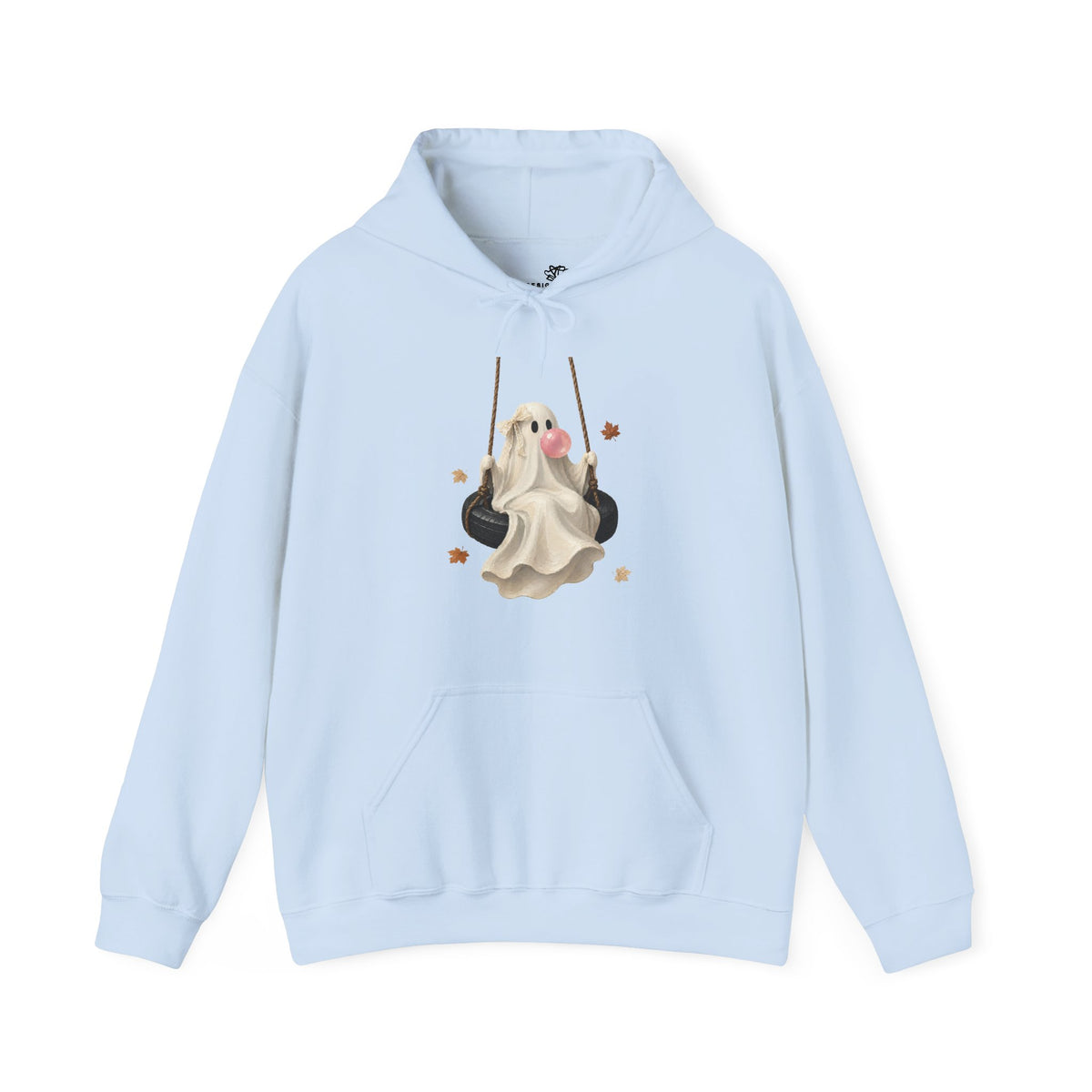 Cute Bubblegum Ghost on a Swing - Halloween Hoodie