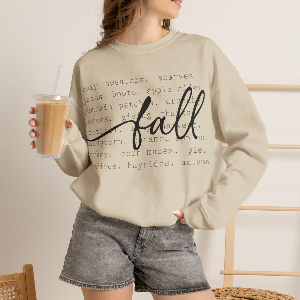 Fall Script Graphic / Cozy Autumn Words Design - Pullover Sweatshirt