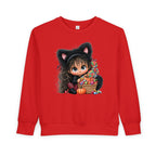 Toddler Sweatshirt — Cute Black Cat Costume Kid's Halloween Sweatshirt with Candy Basket