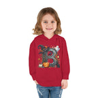 Toddler Hoodie — Halloween Custom Initial Pullover (Witch Hat, Pumpkin & Ghosts)