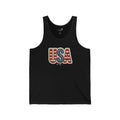 USA Faux Crochet Patriotic Tank Top — Boho American Flag Sleeveless Shirt | XS–2XL