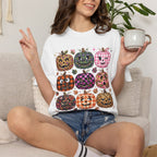 Patterned Comfort Colors Pumpkin Patch T-Shirt — Cute Halloween Jack-O'-Lanterns