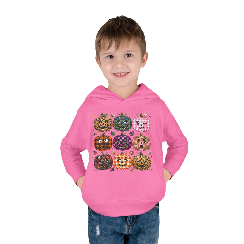 Toddler Halloween Pumpkin Hoodie — Colorful Patterned Jack-O’-Lanterns