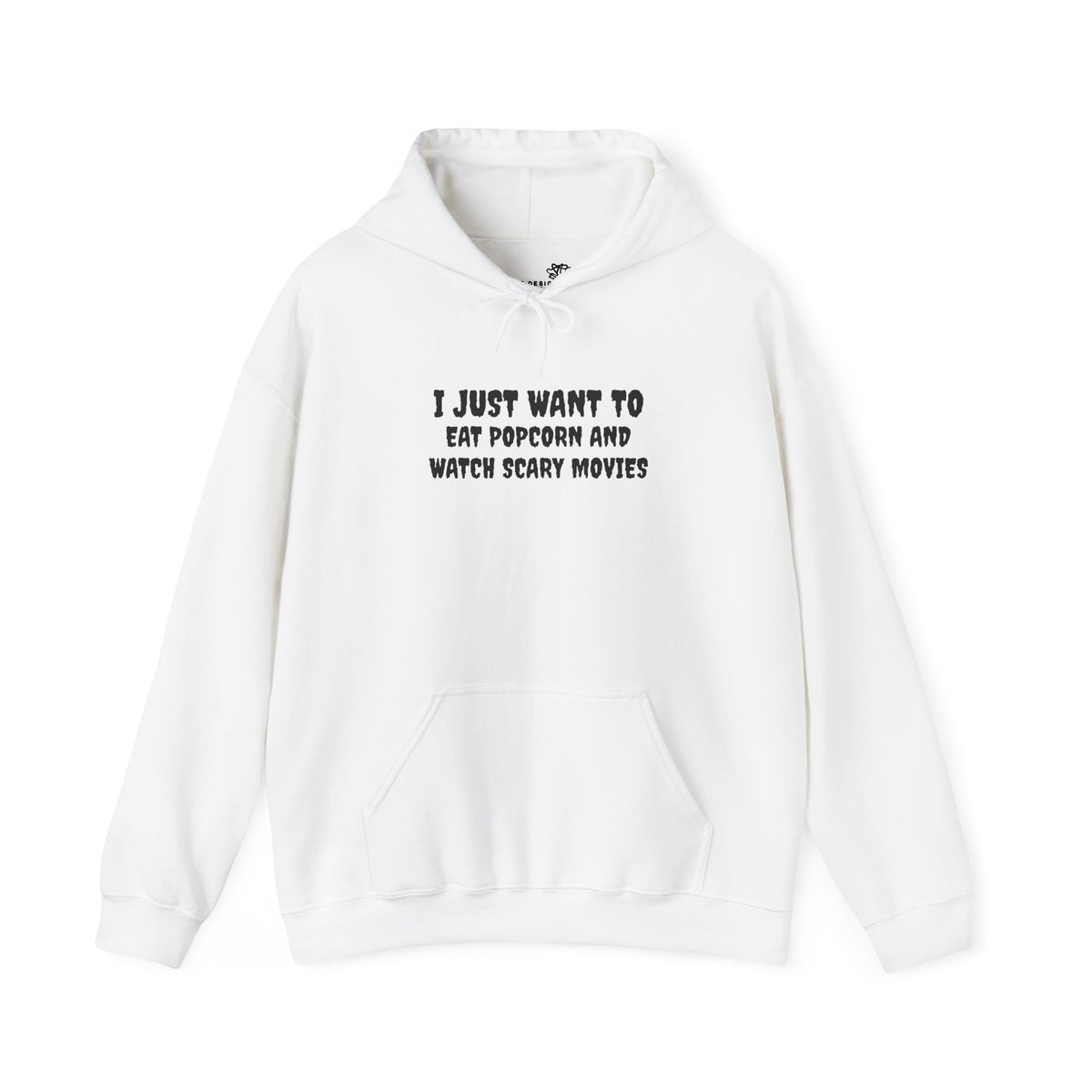 "I Just Want to Eat Popcorn and Watch Scary Movies" Cozy Halloween Hoodie