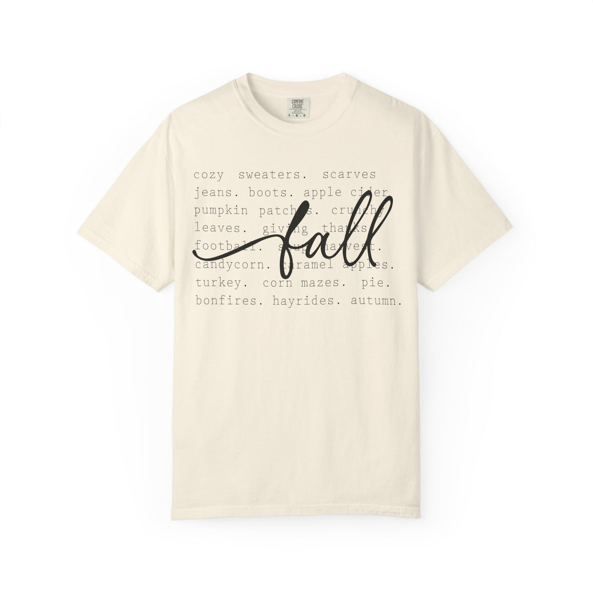 Fall Comfort Colors Graphic T-Shirt — Casual Script Autumn Tee