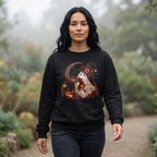 Ghost Witch & Black Cat Autumn Graphic - Pullover Sweatshirt