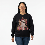 Leopard Bow Ghost/Pumpkins Graphic -  Pullover Sweatshirt