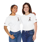 Just an RN and her books Unisex T-Shirt with imprinted sleeves - Print