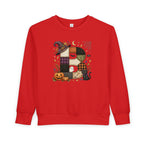 Kids Halloween Custom Initial Sweatshirt — Patchwork Pumpkin Witch Hat Design