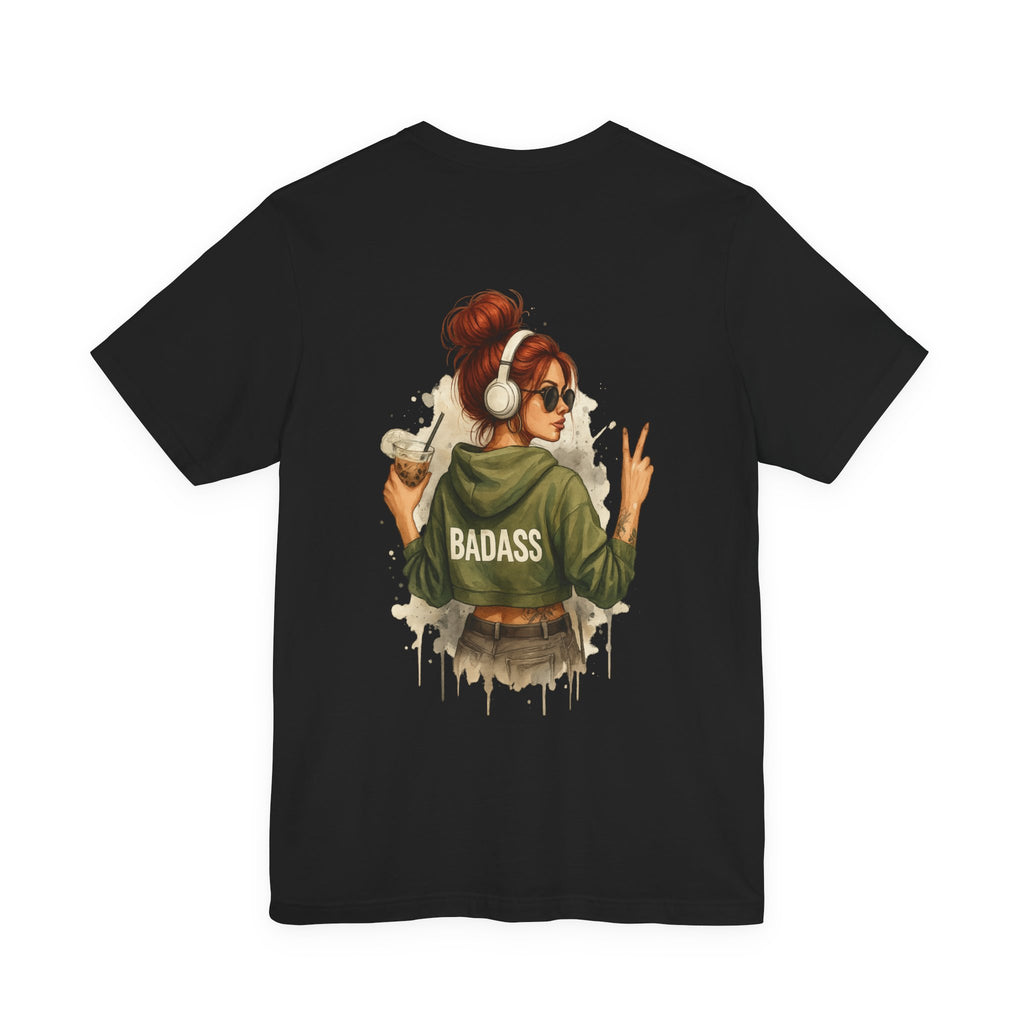 Badass Girl Graphic Tee — Peace Sign Back Print