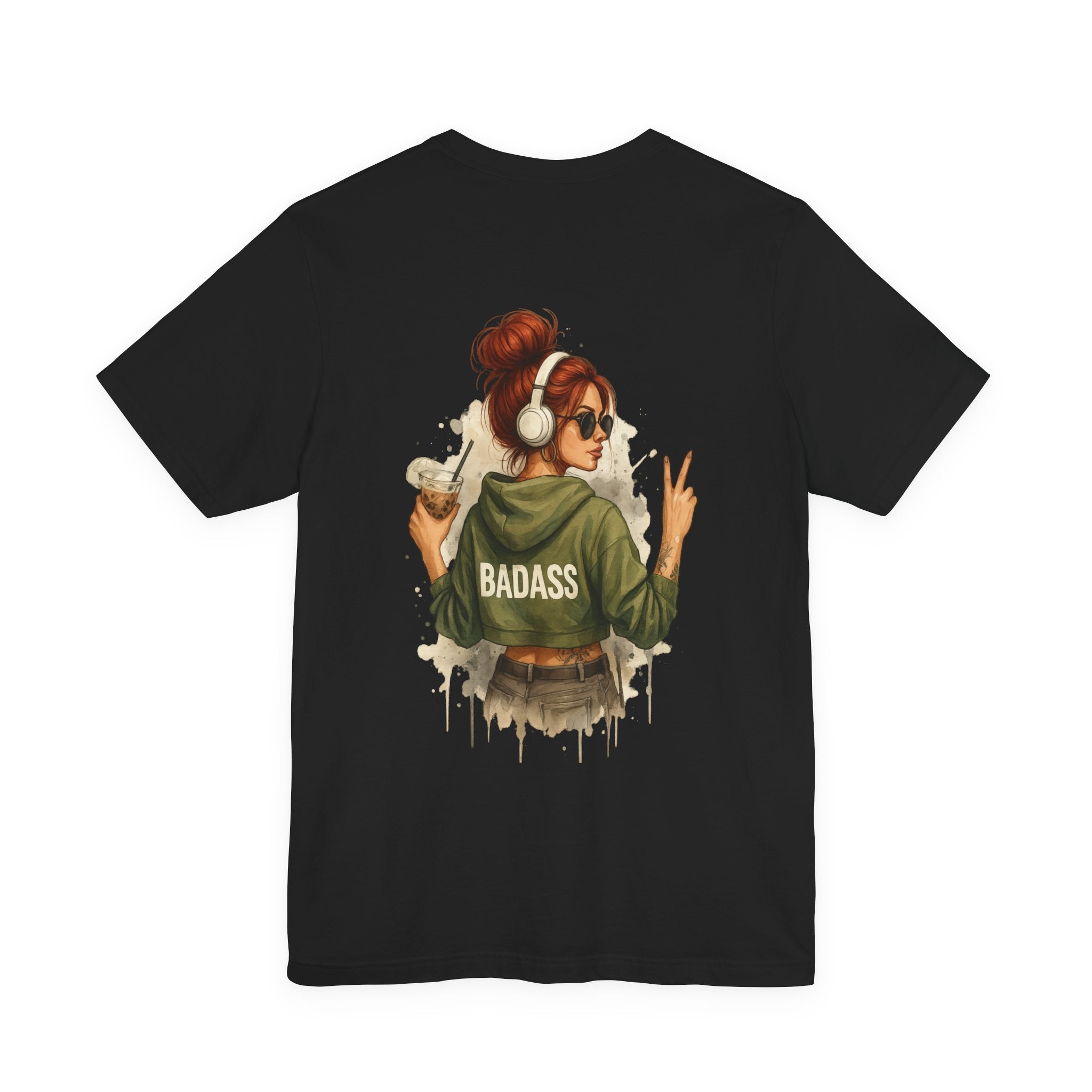 Badass Girl Graphic Tee — Peace Sign Back Print