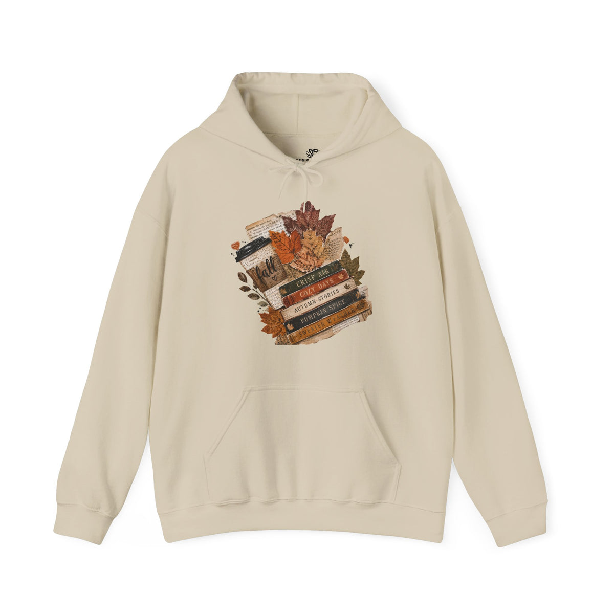 Autumn Bookstack — Cozy Fall Hoodie (Leaves & ‘Read More Books’ Design)