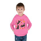 Toddler Hoodie — Playful Black Cats with Falling Autumn Leaves