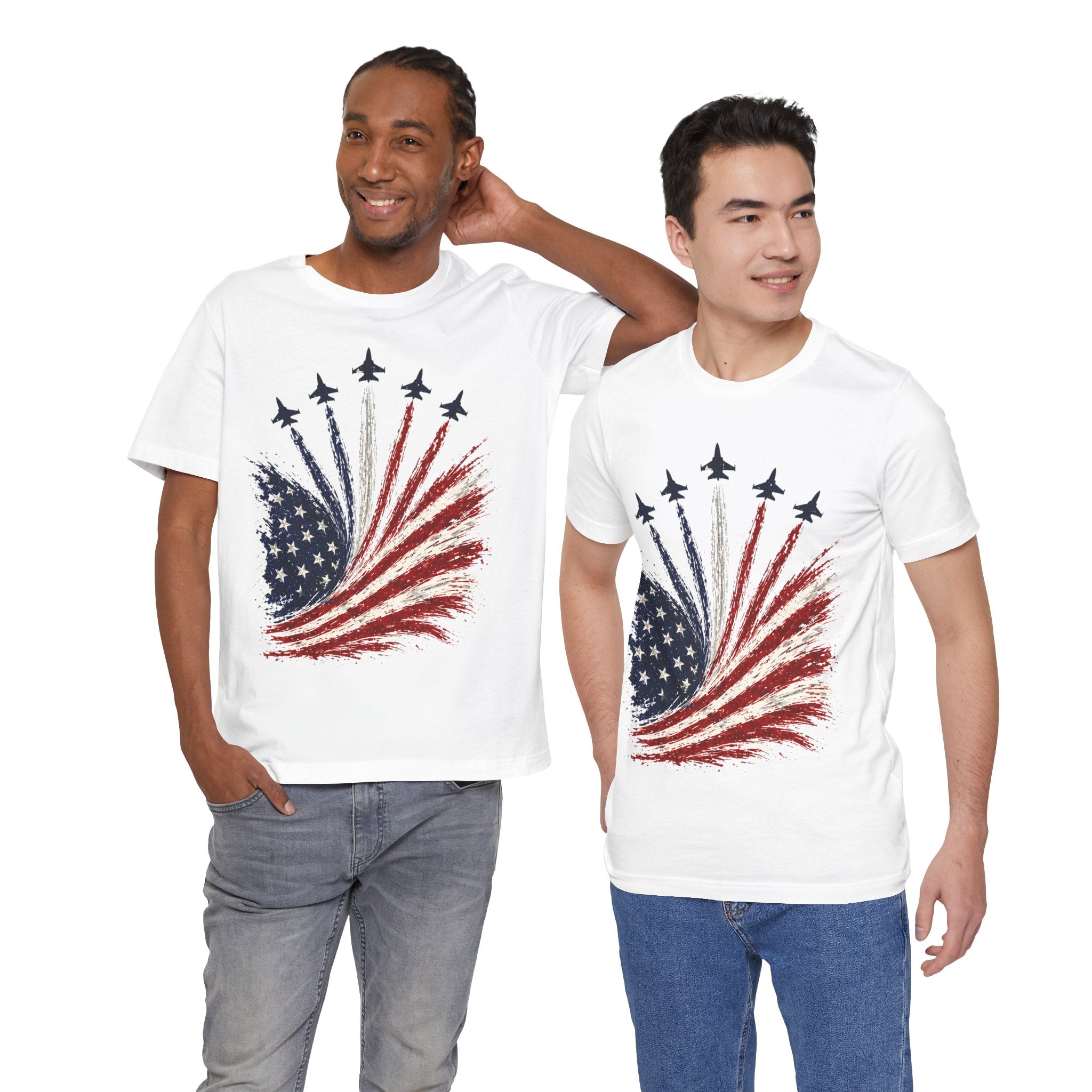 American Flag Jet Flyover T-Shirt — Patriotic 4th of July Tee