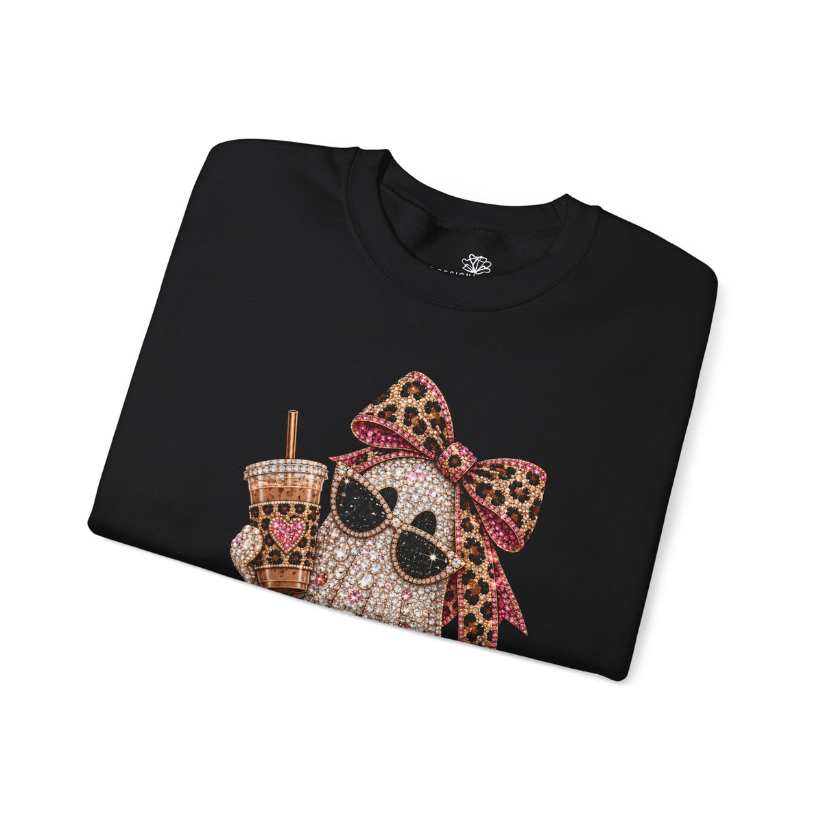 Leopard Bow Ghost/Pumpkins Graphic -  Pullover Sweatshirt