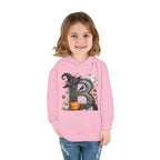Toddler Hoodie — Halloween Custom Initial Pullover (Witch Hat, Pumpkin & Ghosts)