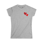 Heart Pocket Tee — Women's Minimal Red Hearts Casual Graphic Tee