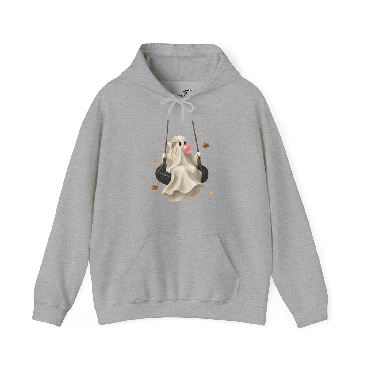 Cute Bubblegum Ghost on a Swing - Halloween Hoodie