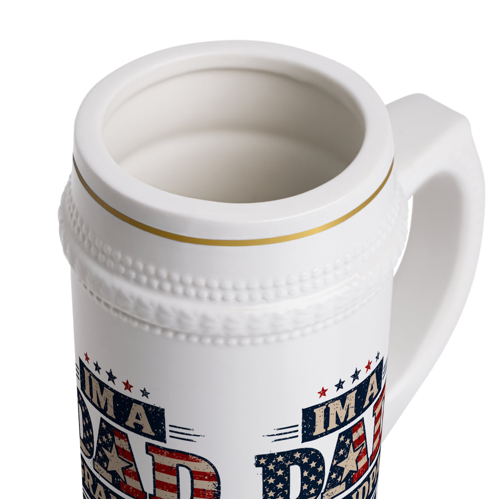Upload Your Own Image or Keep Dad. Grandpa. Veteran. — Patriotic Beer Stein Mug | 22oz