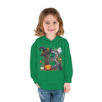 Toddler Hoodie — Halloween Custom Initial Pullover (Witch Hat, Pumpkin & Ghosts)