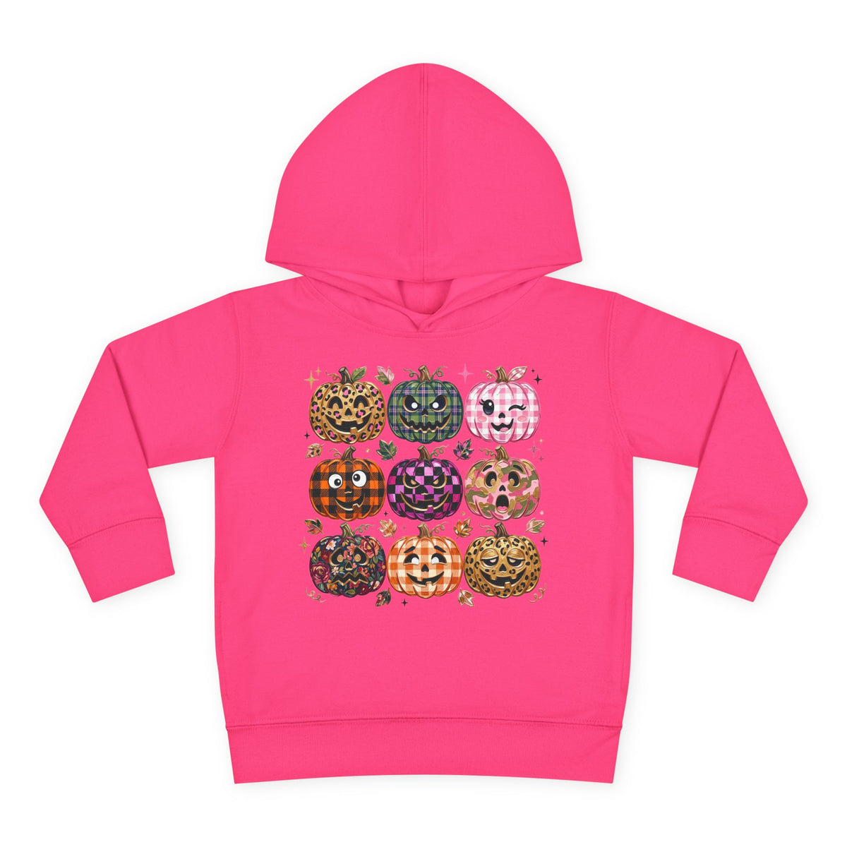 Toddler Halloween Pumpkin Hoodie — Colorful Patterned Jack-O’-Lanterns