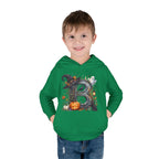 Toddler Hoodie — Halloween Custom Initial Pullover (Witch Hat, Pumpkin & Ghosts)