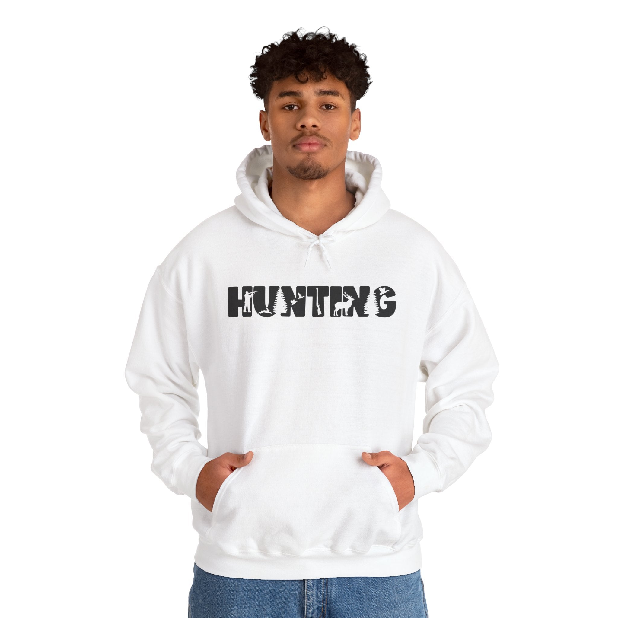 Hunting Camouflage Hoodie — 'HUNTING' Military Stencil Pullover