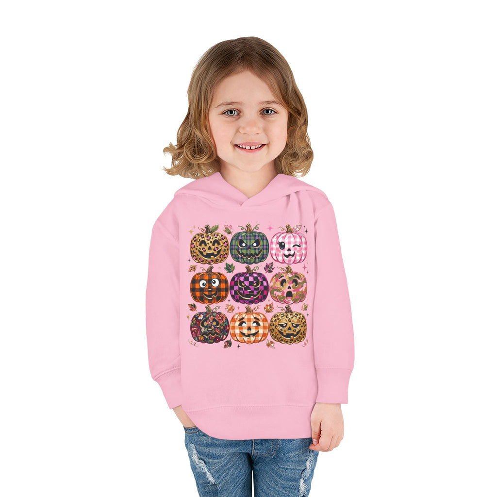 Toddler Halloween Pumpkin Hoodie — Colorful Patterned Jack-O’-Lanterns