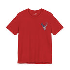 Patriotic Deer Head Graphic Tee — Red White & Blue Double-Sided Hunting Shirt | S–3XL