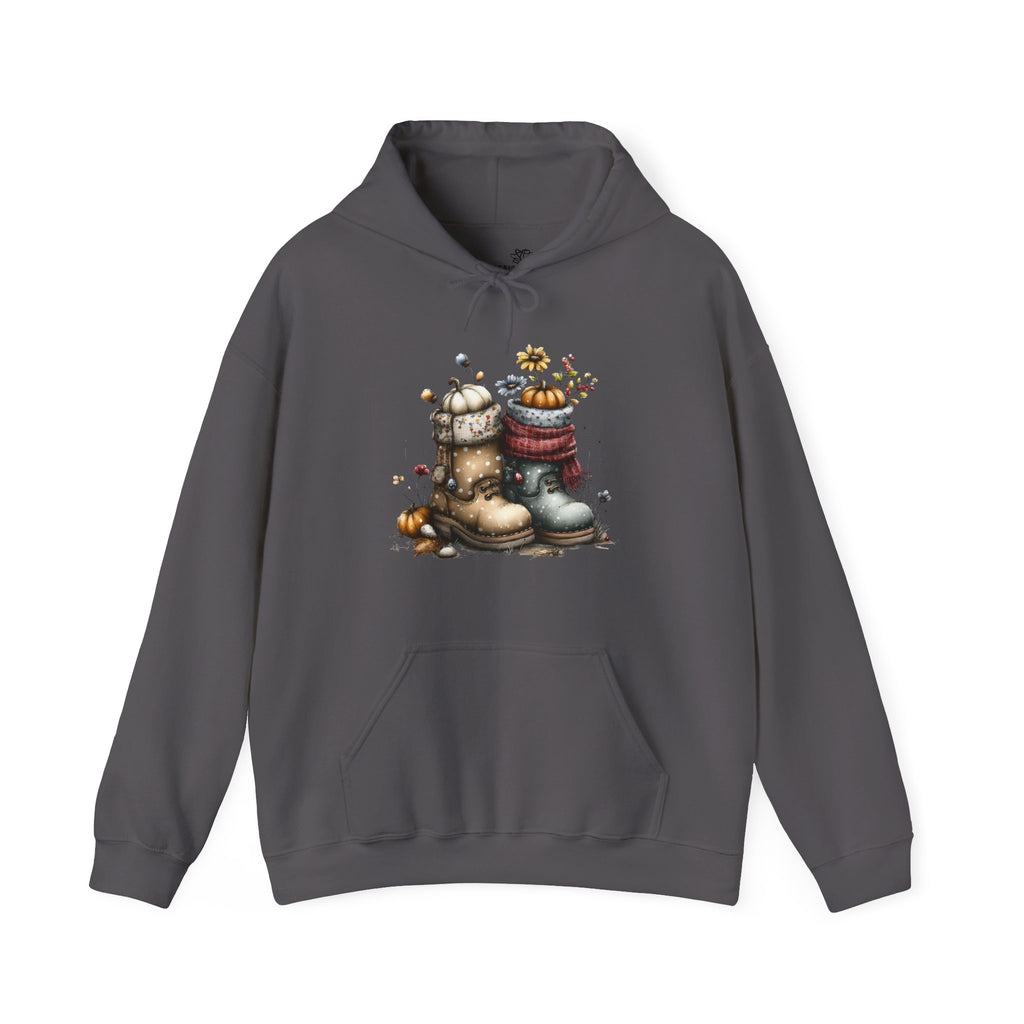 Autumn Boots & Pumpkins Graphic | Cozy Fall Hoodie