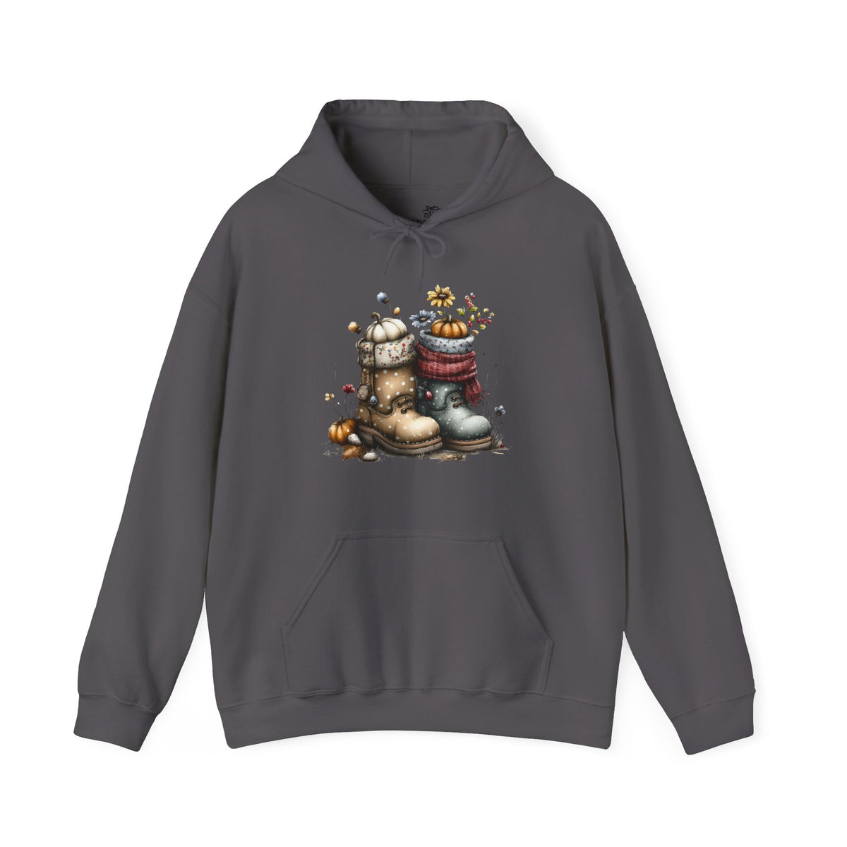 Autumn Boots & Pumpkins Graphic | Cozy Fall Hoodie