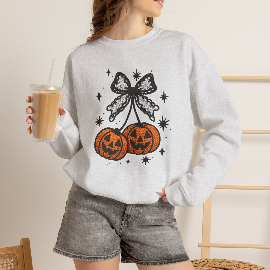 Halloween Jack-O'-Lantern 3D Bow Pumpkins Graphic - Pullover Sweatshirt