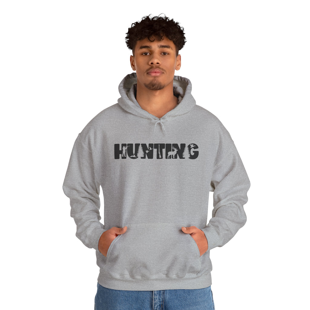 Hunting Camouflage Hoodie — 'HUNTING' Military Stencil Pullover