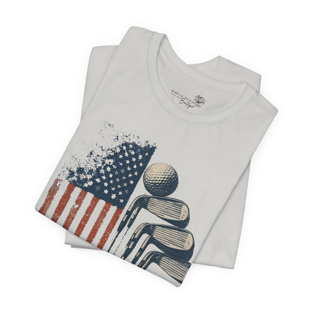 Patriotic Flag Golf Club T-Shirt — American Flag Golfer Tee