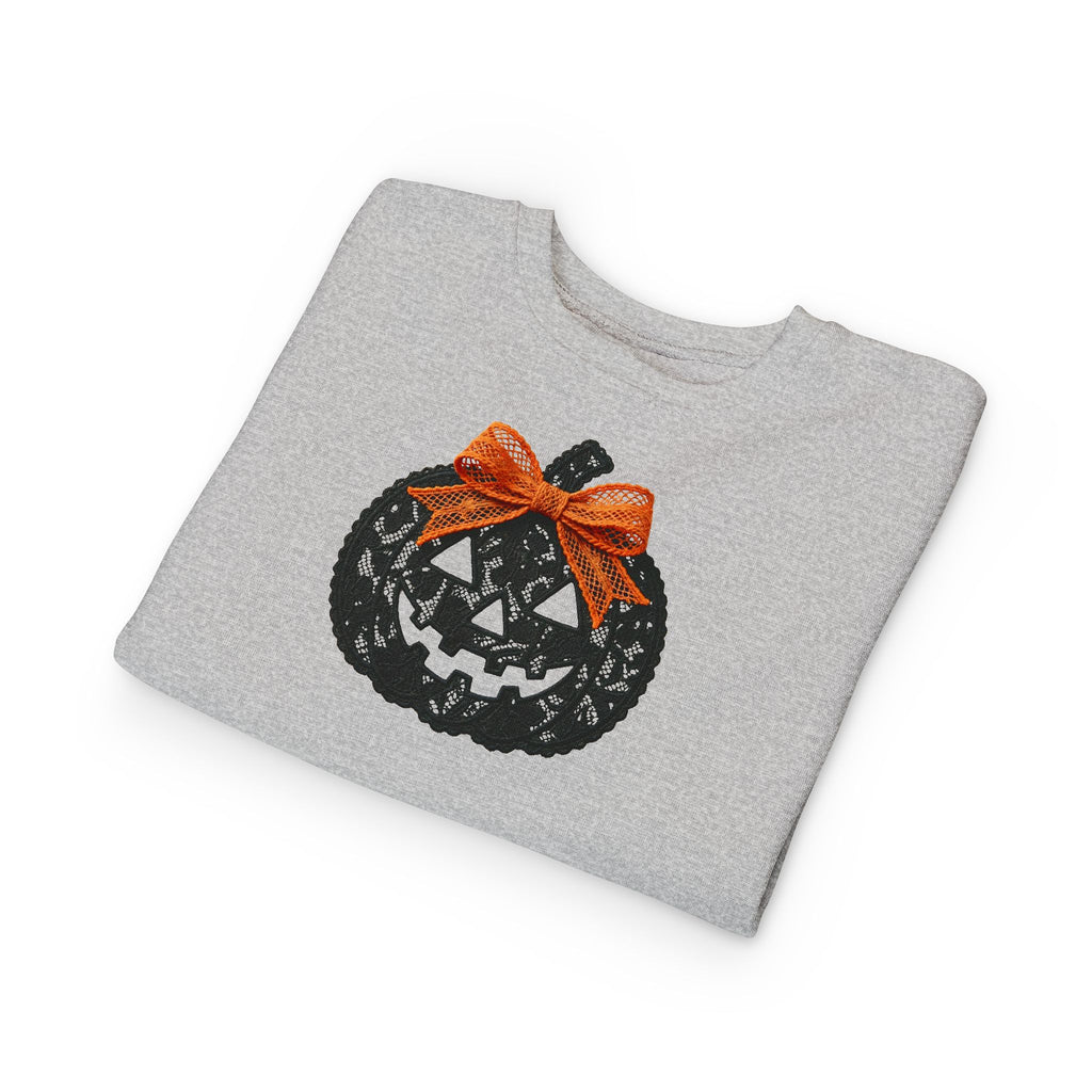 Toddler Sweatshirt - Halloween Jack-O'-Lantern with Orange Bow