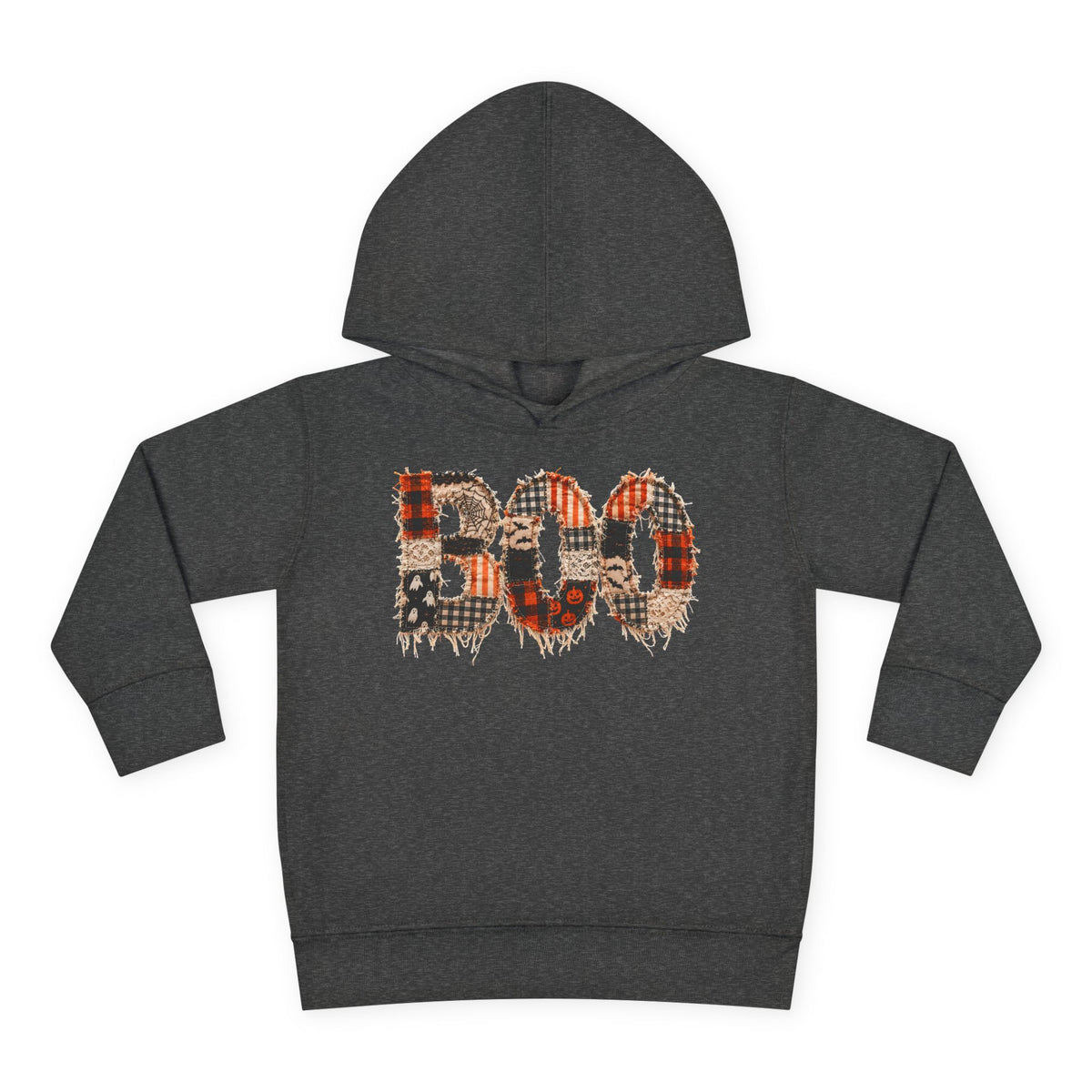 Toddler Hoodie - "BOO" Plaid Halloween Pullover