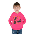 Toddler Hoodie — Playful Black Cats with Falling Autumn Leaves