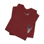 Patriotic Deer Head Graphic Tee — Red White & Blue Double-Sided Hunting Shirt | S–3XL