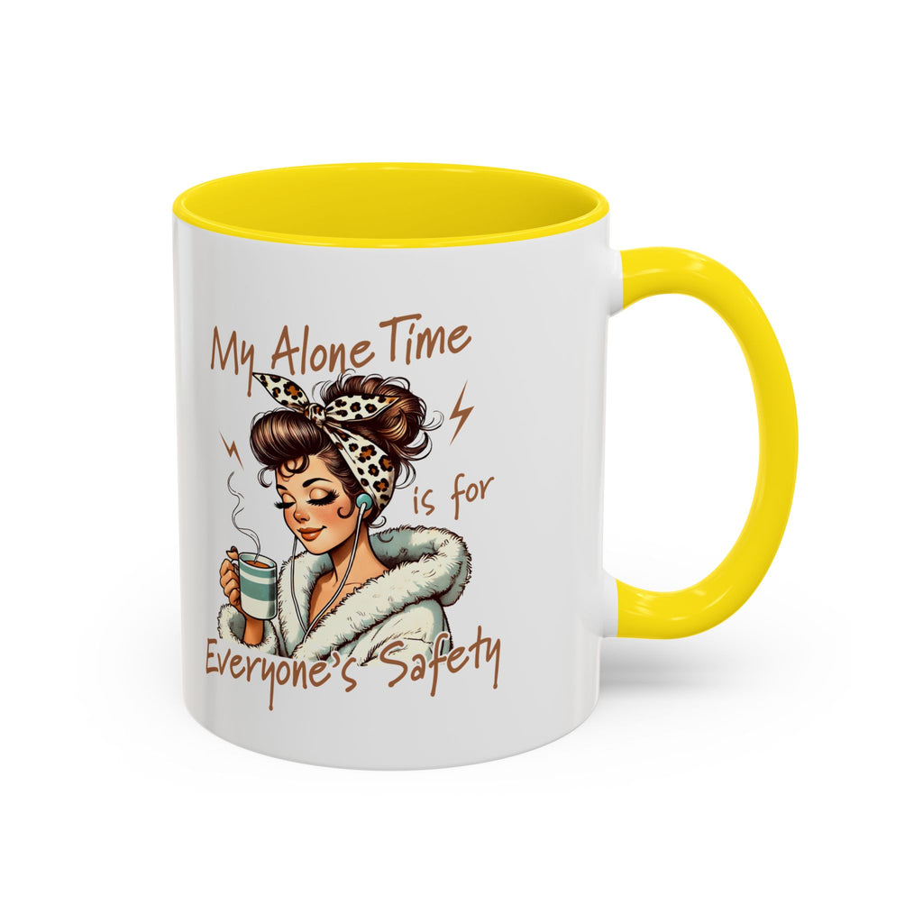 Coffee Mug — "My Alone Time Is for Everyone's Safety" Retro Woman Accent Mug