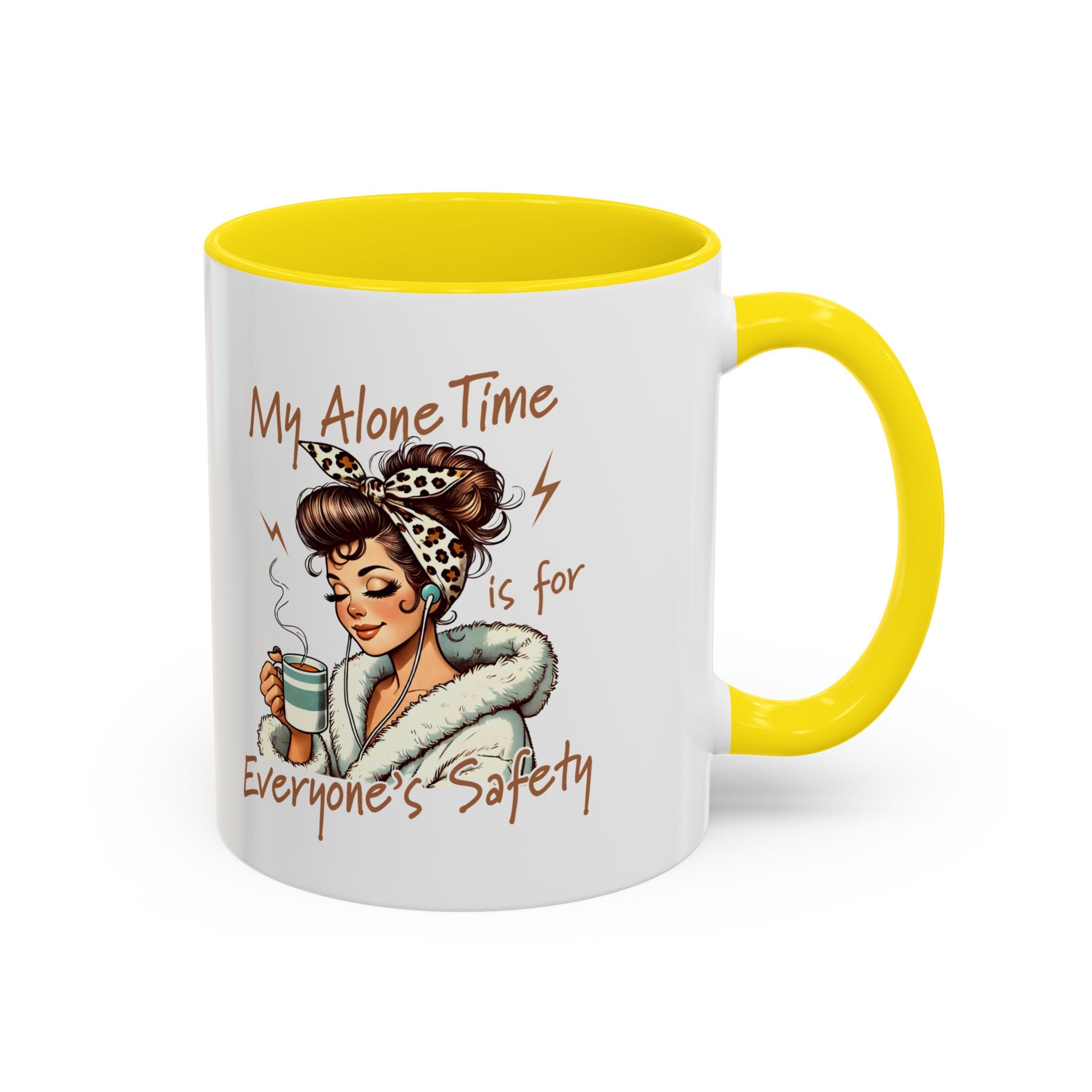 Coffee Mug — "My Alone Time Is for Everyone's Safety" Retro Woman Accent Mug
