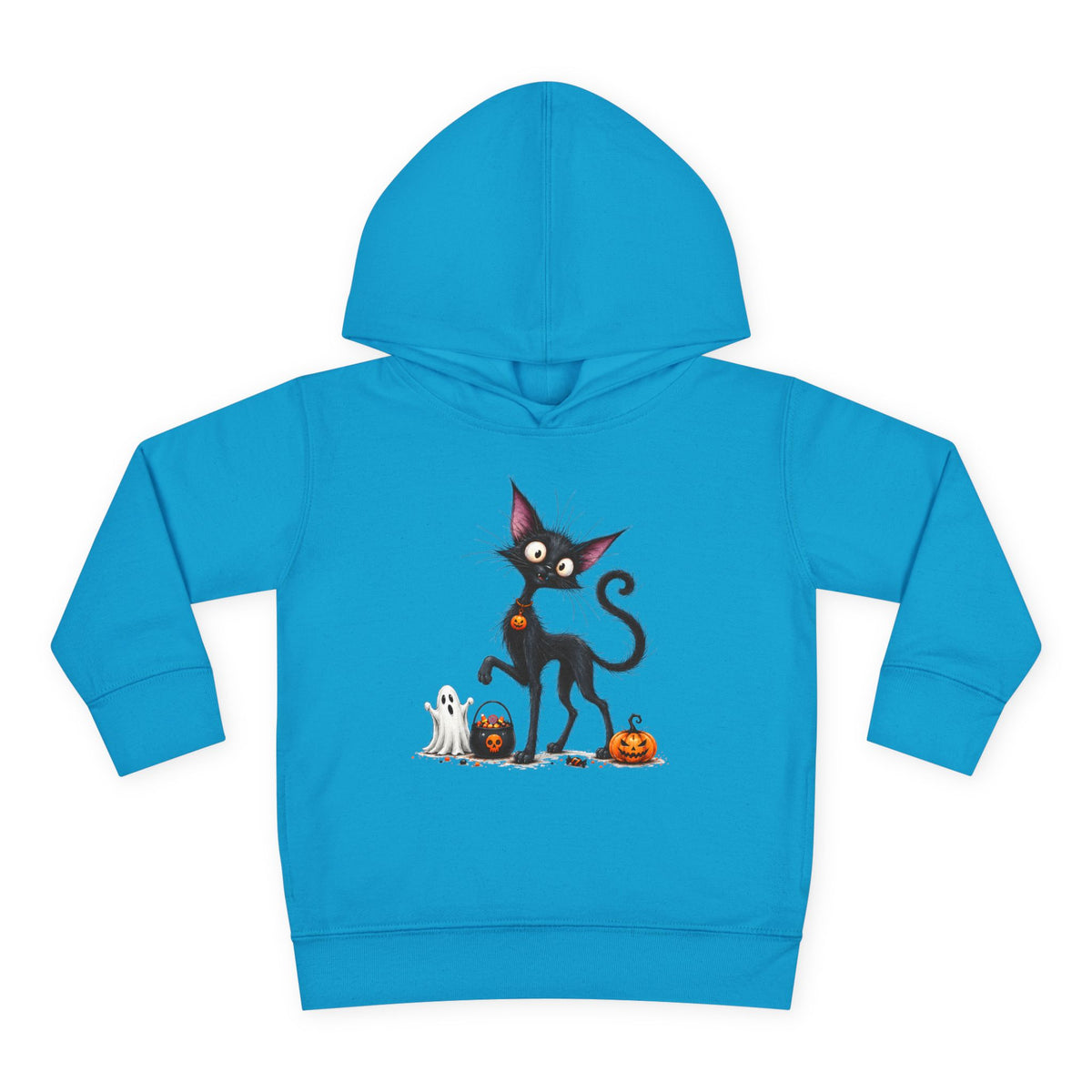 Toddler Halloween Cat Hoodie – Cute Black Kitty with Pumpkins Pullover