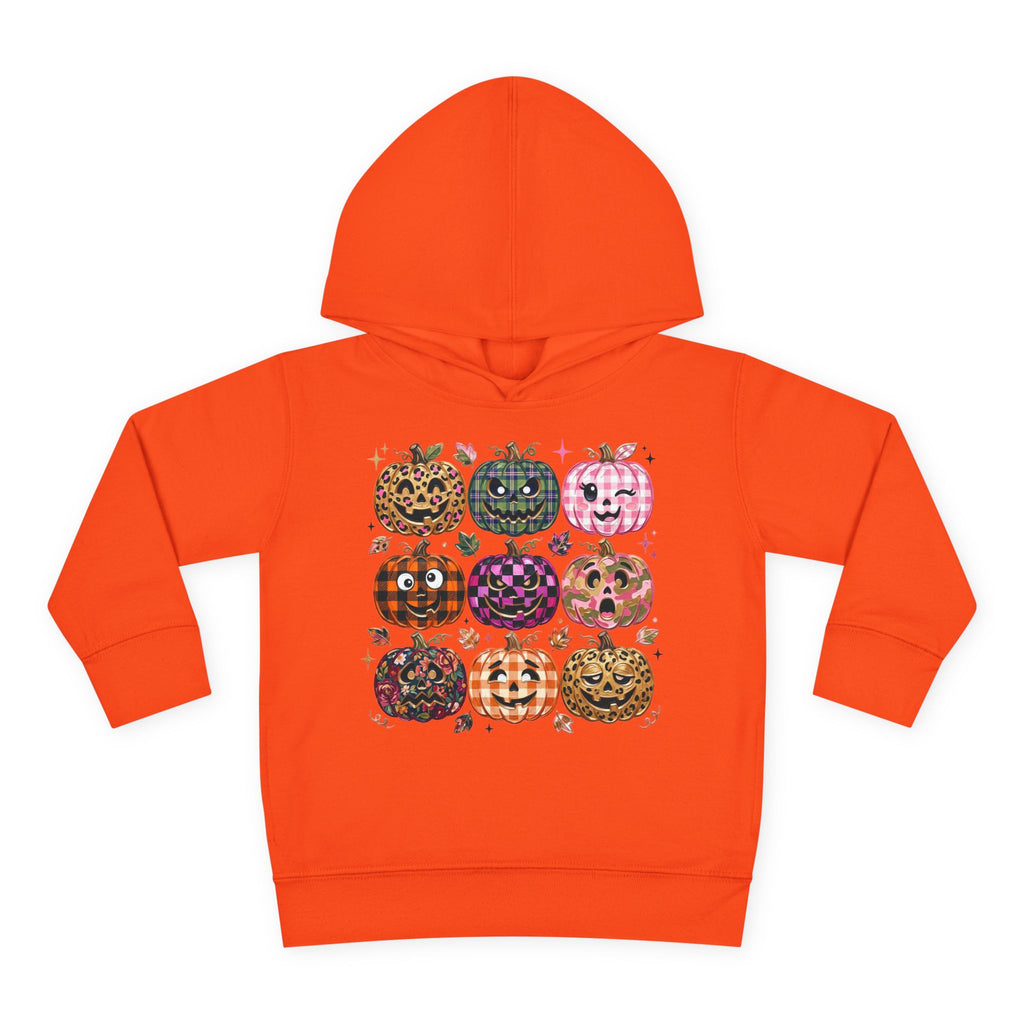 Toddler Halloween Pumpkin Hoodie — Colorful Patterned Jack-O’-Lanterns