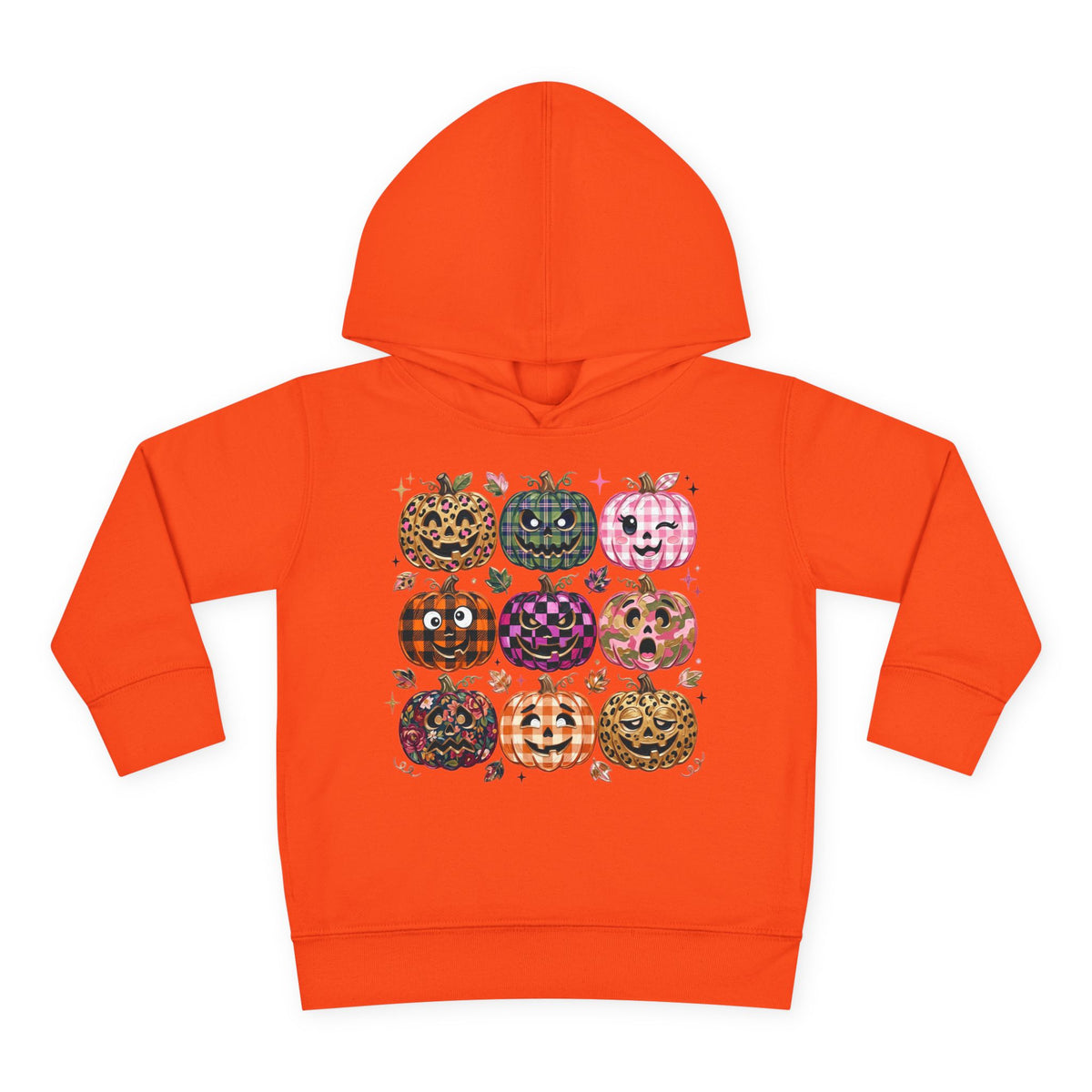 Toddler Halloween Pumpkin Hoodie — Colorful Patterned Jack-O’-Lanterns